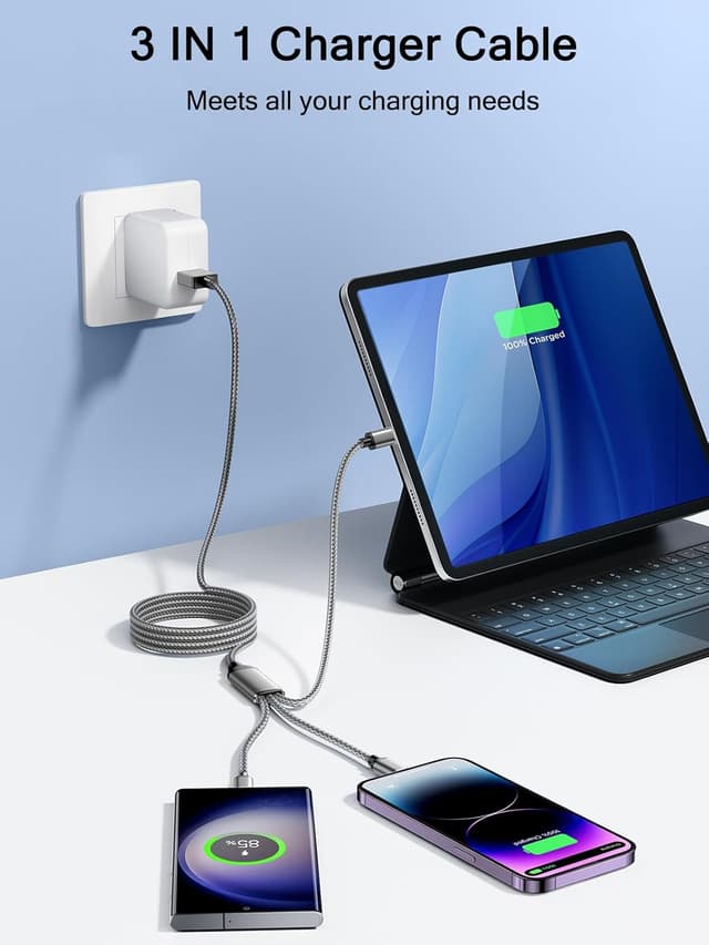 Detalle 2 de Multi Charger Cable 3-in-1, 1.2m 3A