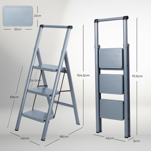 Thumbnail 5 de UZIRO Scaletta 3 gradini in acciaio