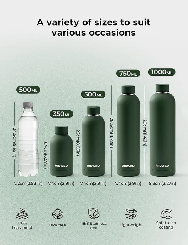 Thumbnail 4 de DIUWEU Insulated Stainless Steel Bottle 1L