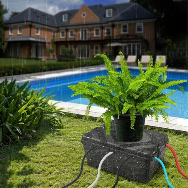 Detalle de Mycketop wasserdichte Outdoor-Kabelbox (extra groß) mit 7 Kabeleingängen für Gartenpumpe & Außenstrom, schwarz