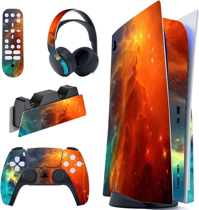 Detalle de playvital Orange Star Universe PS5 skin set