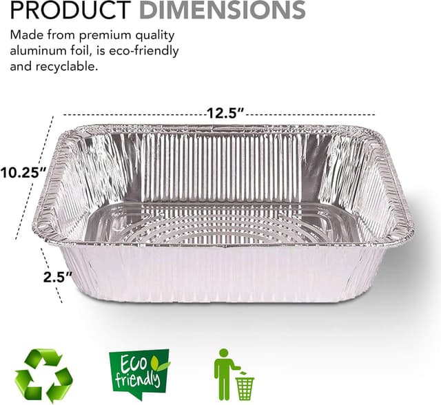 Detalle de Stock Your Home 9x13 Aluminum Pans (20 Pack) — Disposable, Recyclable Half Size Steam Table Trays