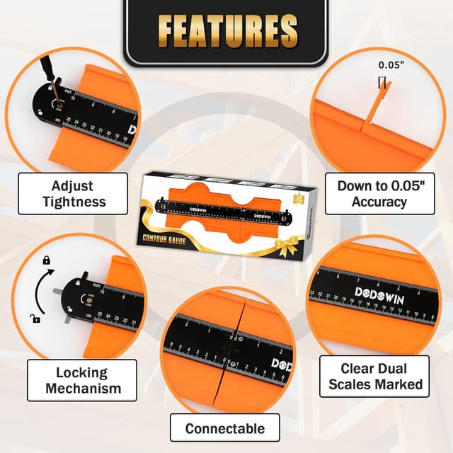 Detalle de DODOWIN Connectable Contour Gauge Profile Tool (3 sizes) for measuring and copying shapes