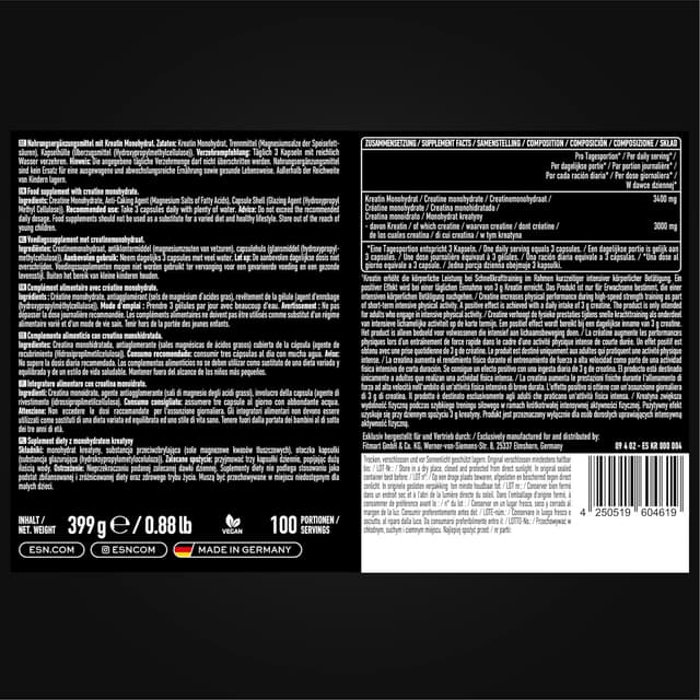 Detalle 2 de ESN Creatine Giga Caps Standard 300 (300 gélules) – monohydrate de créatine