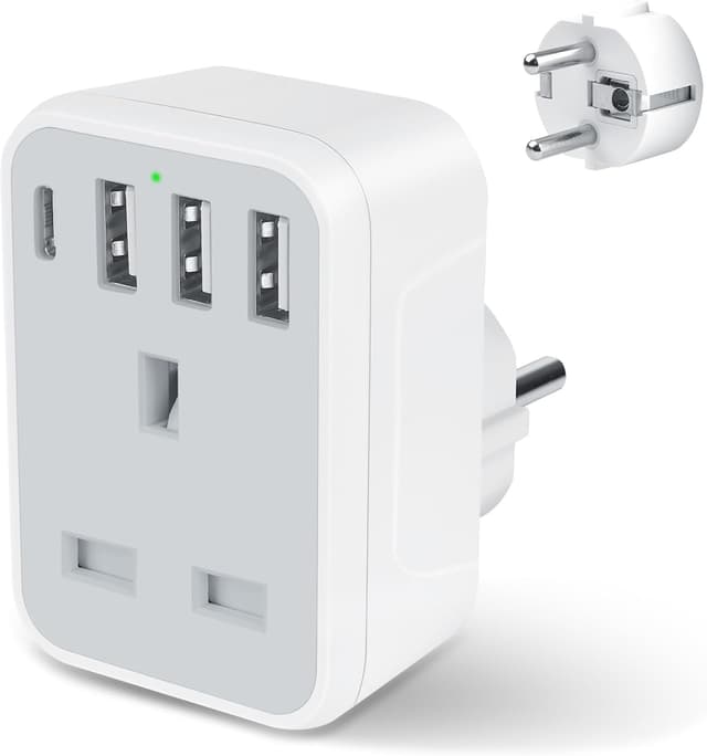 Detalle de Herfair UK to European Plug Adapter 5‑in‑1