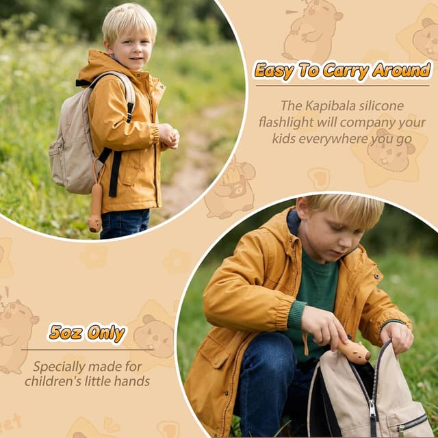 Detalle de ZKLiLi Capibala Kid’s Rechargeable Flashlight (silicone, USB-C) for camping and outdoor exploring