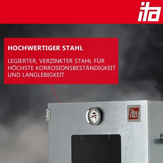 Detalle 2 de ITA Räucherofen 7000 Premium Räucherschrank mit 3 Etagen – für Kalträuchern & Heißräuchern
