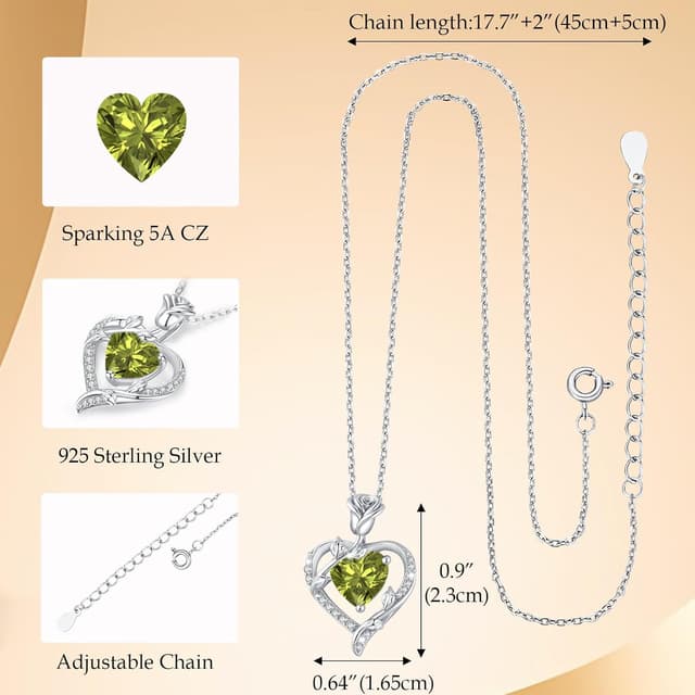 Detalle de Collier cœur en argent 925 MISUMOR avec zircon cubique 5A