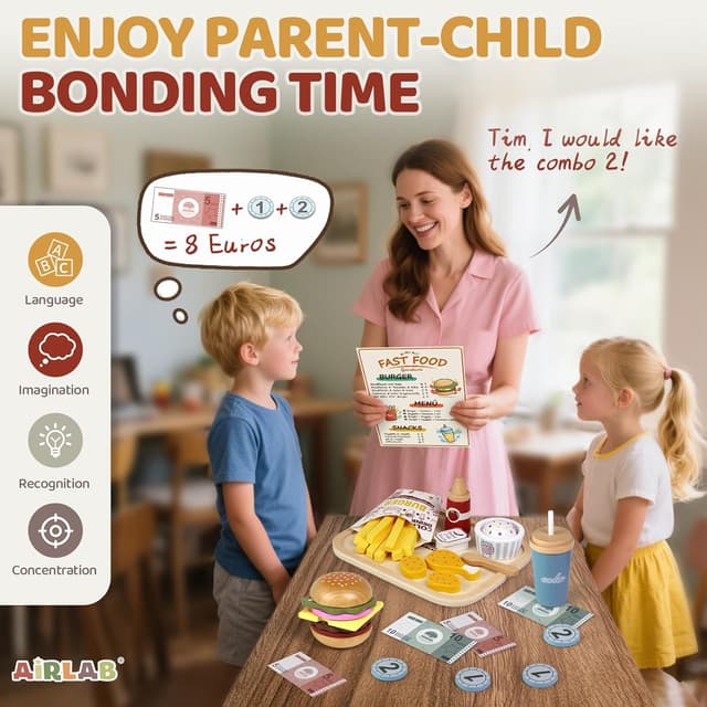 Detalle 2 de Kinderküche Zubehör aus Holz mit 37 Teilen