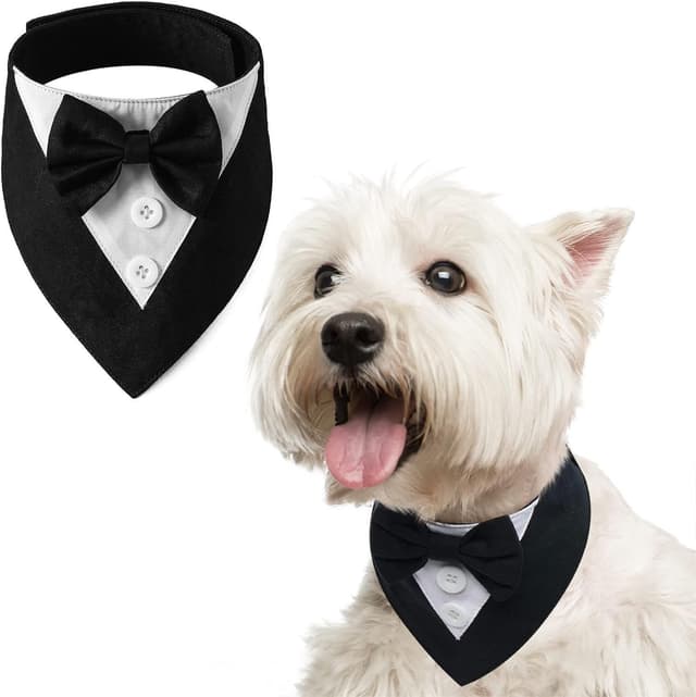 Thumbnail 6 de BT Bear Pet Tuxedo Collar Bandana with Bow Tie (Wedding Outfit) – XS for Small Dogs & Cats