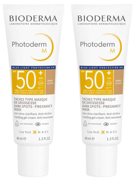 Detalle de Bioderma Photoderm M Dorado SPF50+ (2x40 ml) con color para manchas del embarazo