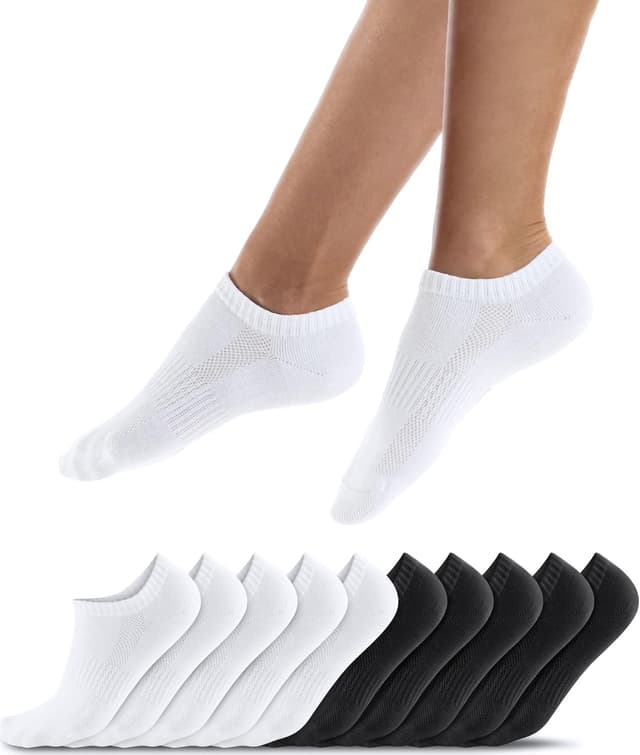 Detalle de QINCAO Sneaker Socken (6/10 Paar) – kurze Baumwoll-Halbsocken für Herren & Damen