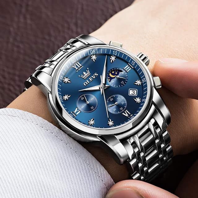 Detalle de OLEVS Herrenuhr 42 mm Quarz Uhr