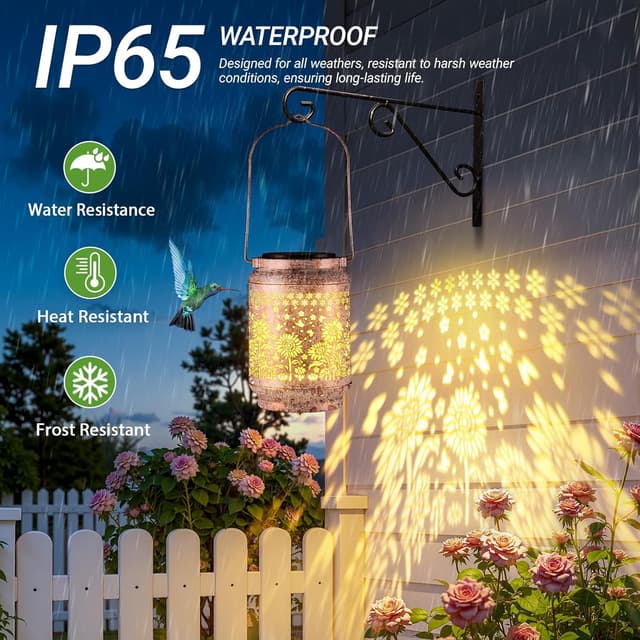 Detalle de BUCASA 2-Pack outdoor sunflower solar lantern garden ornaments (waterproof hanging lights)