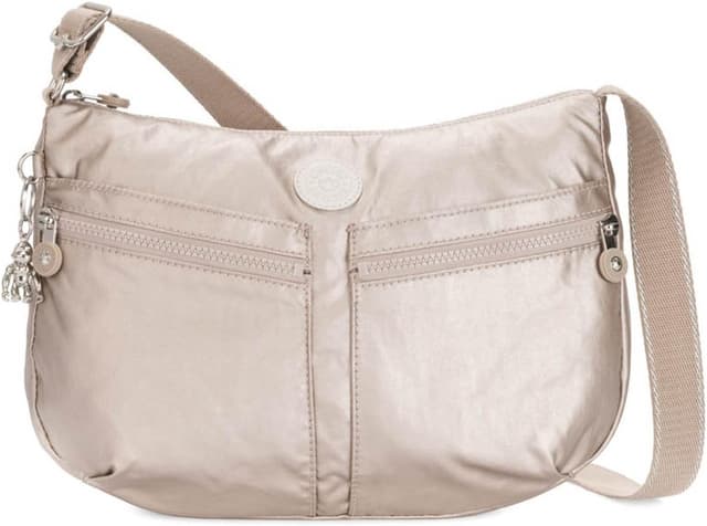 Imagen de Kipling Izellah Bandolera Mediana Metallic Glow ✨ Plata en OfertitasTOP