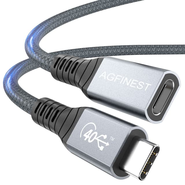 Detalle de AGFINEST USB4 Verlängerungskabel (Thunderbolt 3/4) mit 40 Gbps und Power Delivery bis 100 W, USB-C Verlängerung