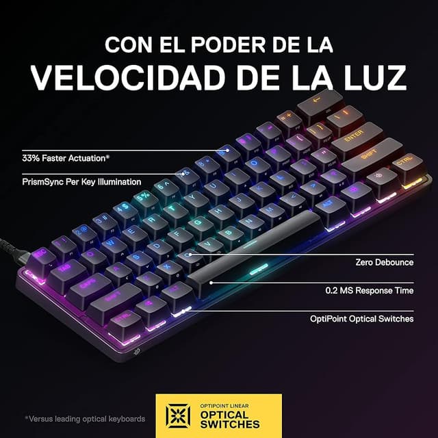 Detalle 2 de SteelSeries Apex 9 Mini teclado 60 % 2 puntos