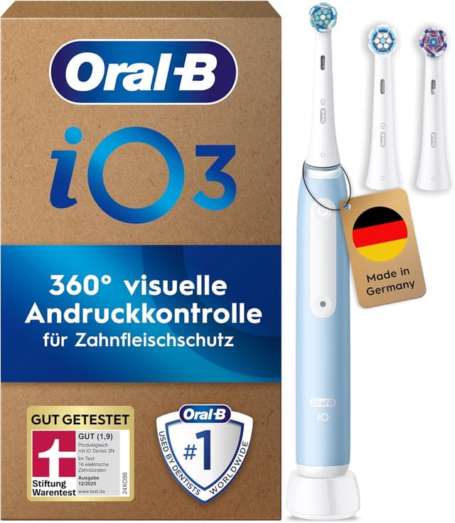 Detalle de Oral‑B iO Series 3 Plus elektrische Zahnbürste, 3 Aufsteckbürsten 🪥