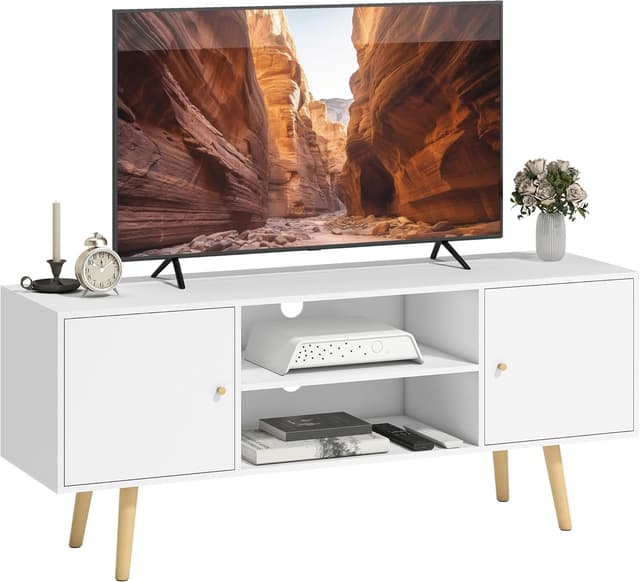 Detalle de HOMCOM Mueble de TV 120x34x50 cm blanco