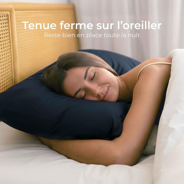 Detalle de Dreamzie Taie Oreiller 60 x 60 en coton renforcé (set de 2) – Bleu foncé