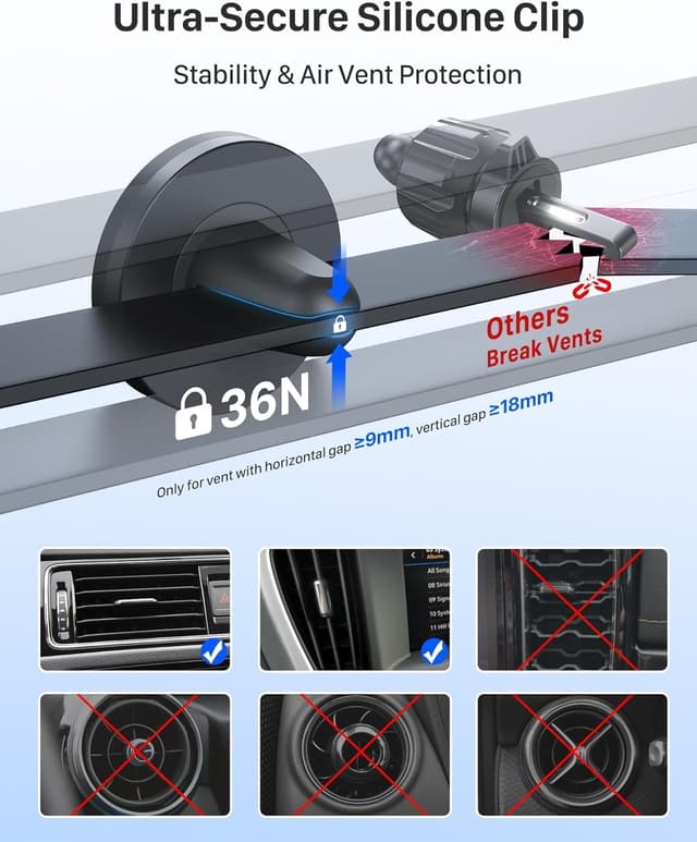 Detalle 2 de YOSH Magnetic Car Phone Holder for Air Vents