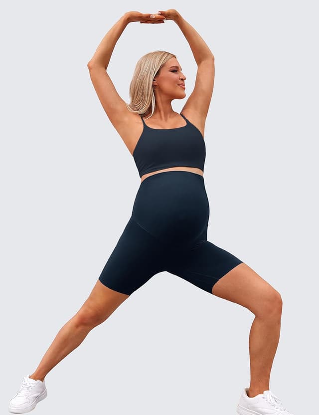 Detalle de BAYDI Clouduxi Umstandsleggings Kurz High Waist (High-Waist) für Schwangerschaftsyoga & Sommer