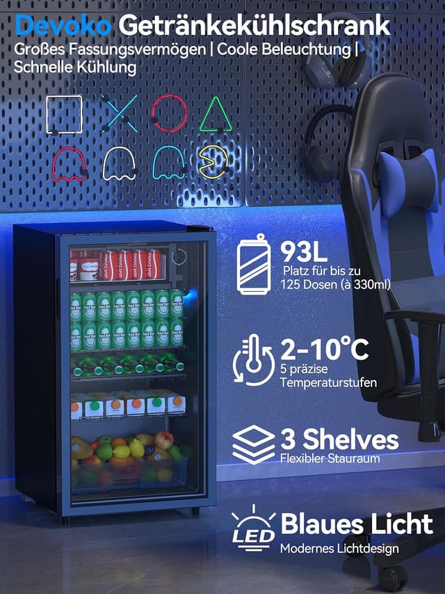 Thumbnail 1 de Devoko Getränkekühlschrank 93L mit Glastür