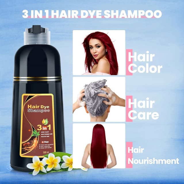 Detalle de IIIMEIDU Burgundy Hair Dye Shampoo 3 in 1 for Gray Hair (500ml)