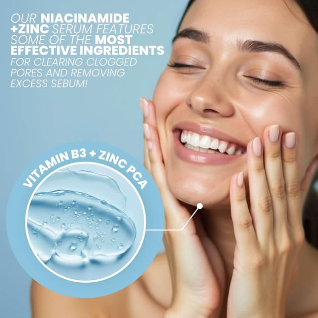 Detalle de Eva Naturals Niacinamide 12% + Zinc Serum (2 Pack) for Dark Spots, Pores & Redness