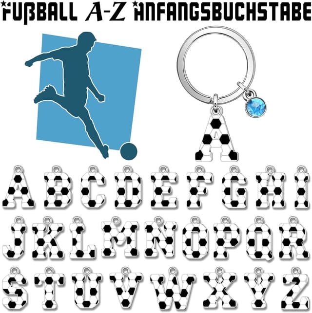 Detalle de Casxyue Fußball Schlüsselanhänger Initialen