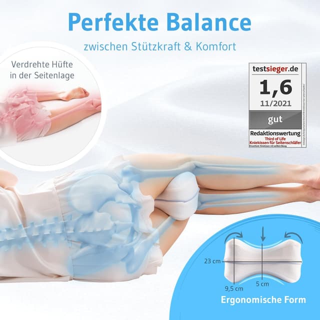 Detalle 1 de Kniekissen Seitenschläfer Orthopädisches Kissen 23,5x9,5 cm