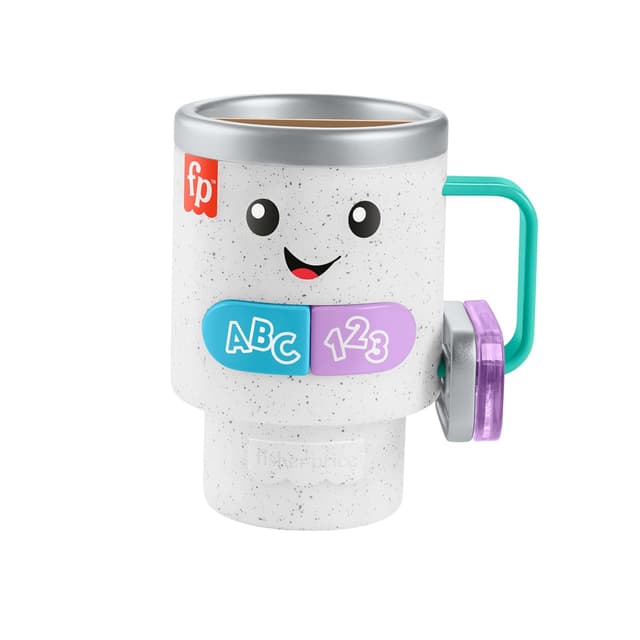 Detalle de Fisher-Price Lern- und Spielspaß Barista-Becher (HXF49) – interaktives Babyspielzeug mit 20 Melodien & Sprachauswahl