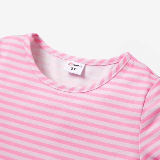 Detalle de Lot de 3 robes d’été pour fille PATPAT (2 à 7 ans) – manches courtes à volants, 3 motifs