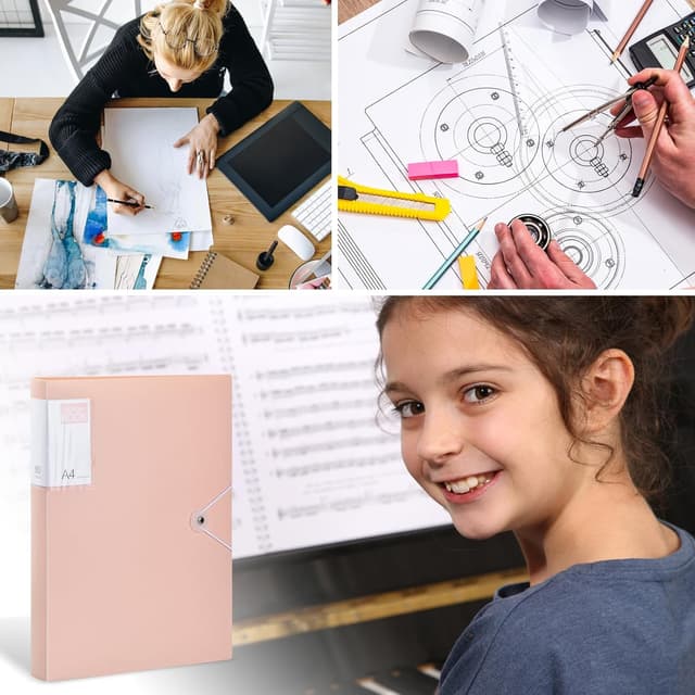 Detalle 2 de Ehuihuan Sichtbuch A4 (31 x 23 cm) mit 60 Taschen, transparentes Notizbuch & Projektordner – blau