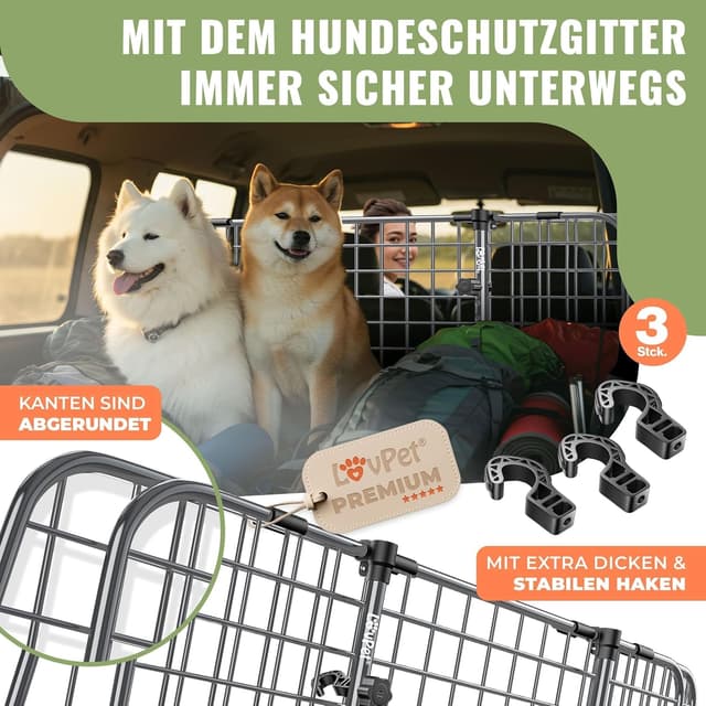 Detalle 2 de LOVPET Hundegitter Auto (Autoschutzgitter/Trenngitter) verstellbar 30 x 91–153 cm inkl. 2 Sicherheitsgurte, Anthrazit