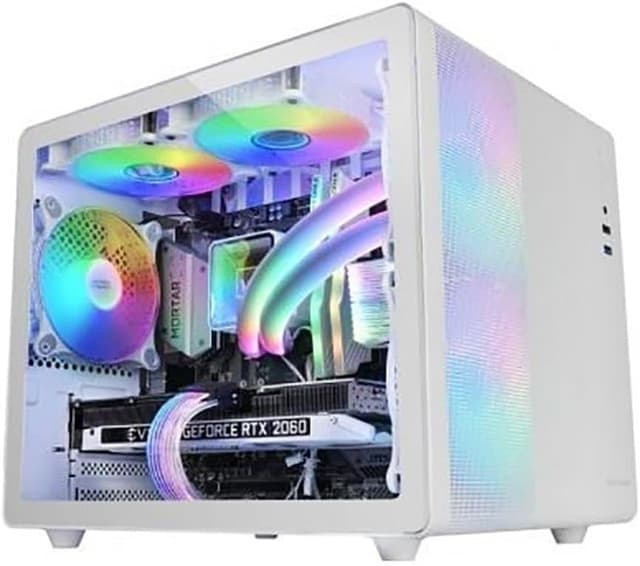 Detalle de Mars Gaming MC-400 Weiß – kompaktes Micro-ATX-Gaming-Gehäuse mit Voll-Seitenfenster aus gehärtetem Glas
