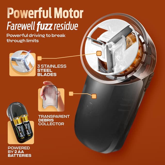 Detalle de PORTENTUM Quitapelusas eléctrico con cuchillas de acero inoxidable
