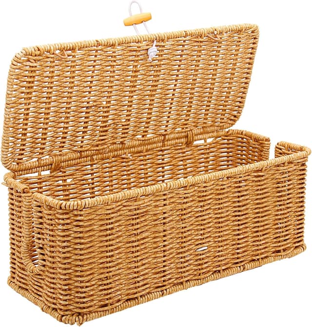 Detalle de Handmade Imitation Rattan Cable Management Box