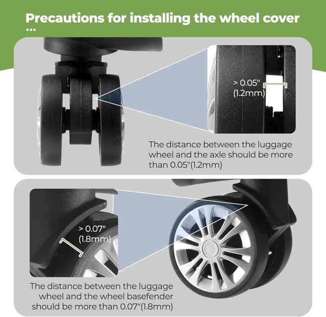 Thumbnail 6 de Wanzhuango 8er-Set Silikon-Gepäckradabdeckungen für Spinnerräder (2–2,4 Zoll) – leiser, verschleißfester Schutz
