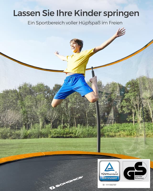 Thumbnail 1 de SONGMICS Trampolin für Kinder mit Sicherheitsnetz, Sicherheitskissen, Leiter und Stahlrahmen (366 cm)