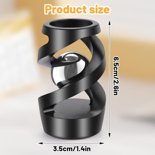 Detalle de Upgraded Kinetic Desk Toys Kinetic Spinning Desk Toy (Black Silver) — Metal Alloy Fidget for Office & Focus