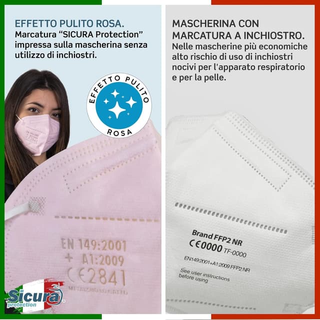 Detalle 2 de Mascherine FFP2 Colorate ROSA 50 pezzi