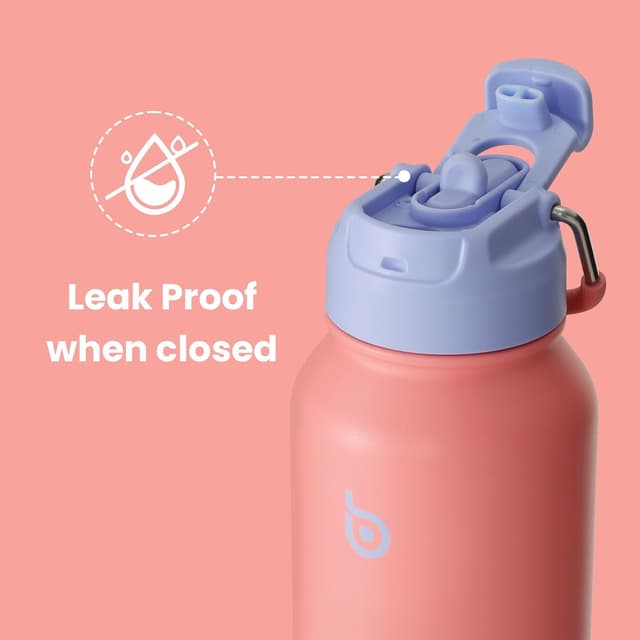 Detalle 2 de bottlebottle BOTTLE BOTTLE Edelstahl-Trinkflasche 1L mit Strohhalm & Pillenfach (Lavender Dream)