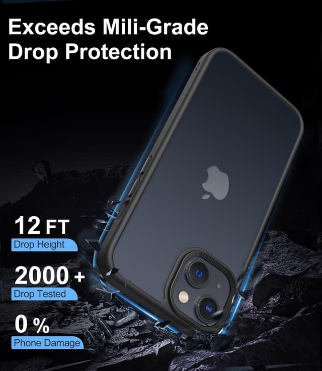 Detalle de Mootobo for iPhone 13 Case (6.1 inch) – 4 in 1 shockproof case with 2 screen protectors and lens protector, black