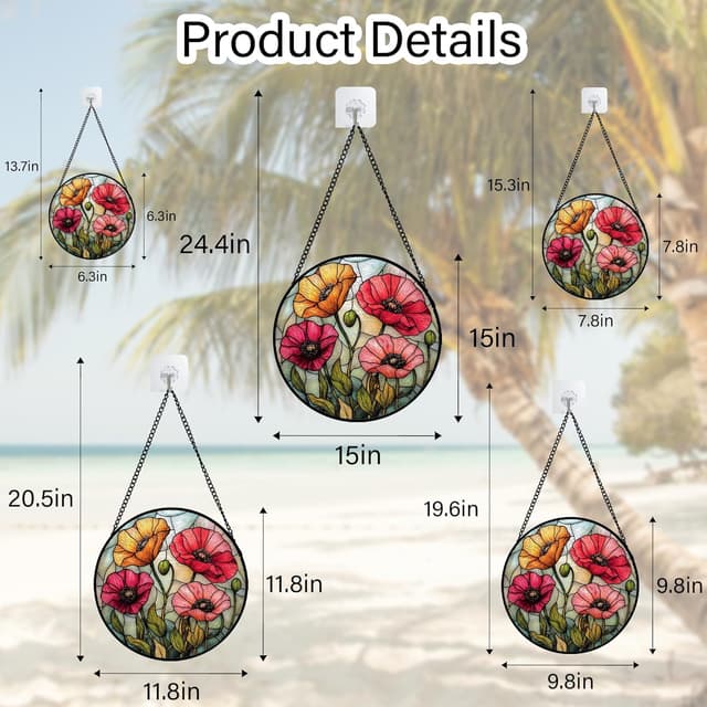 Thumbnail 4 de AMDERVEN Stained Glass Suncatcher Sun Catcher 9.8 in