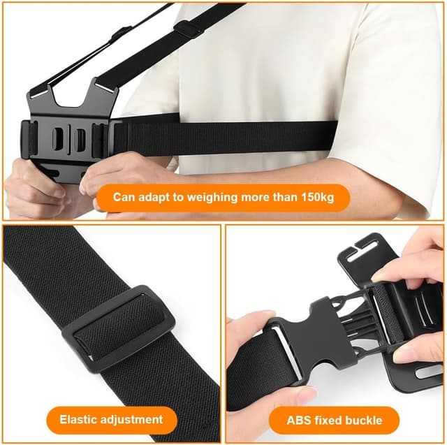Detalle 2 de Adiwo Action Kamera Brustgurt Halterung Kit (Brust- & Kopfhalterung) – Zubehör für GoPro & DJI Action