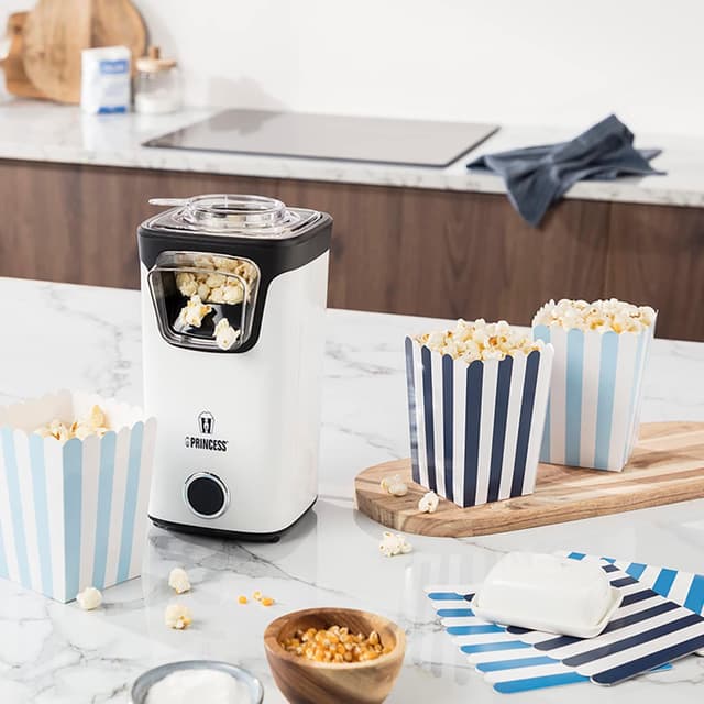 Detalle 2 de Princess Heißluft Popcornmaschine 1100 Watt (292986) – Popcorn ohne Öl und Fett