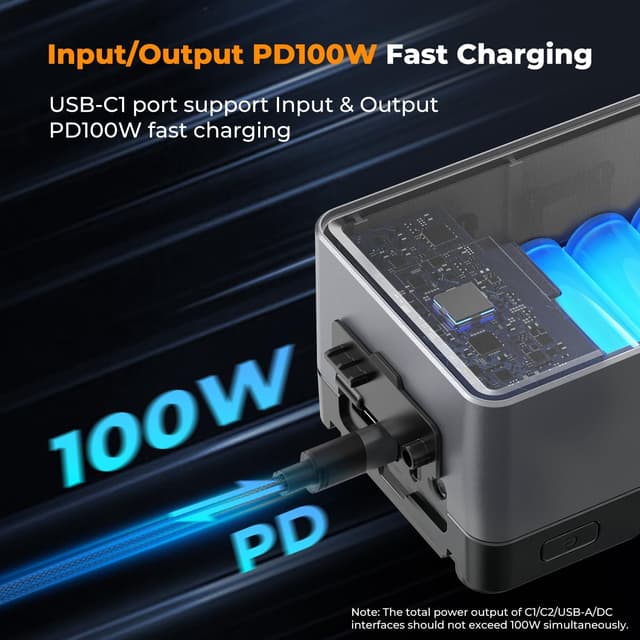 Detalle 2 de K&F CONCEPT KF-V99 Pro Mini V-Mount Battery with PD 100W USB-C Fast Charging (99Wh/6700mAh)