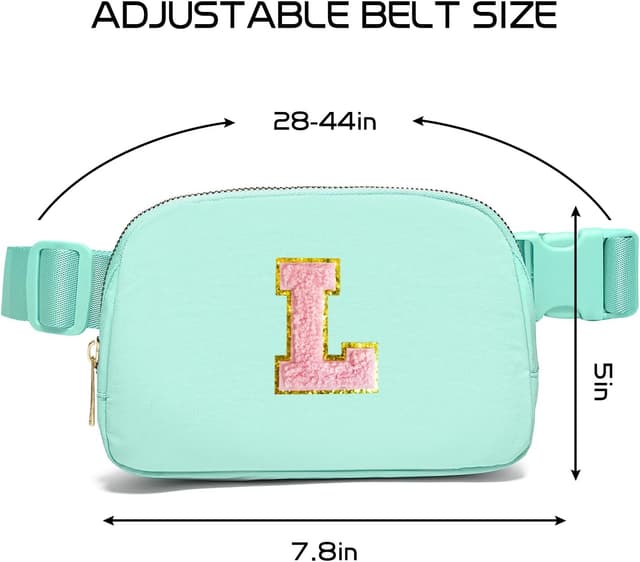 Detalle de Gitus Initial Patch Belt Bag Fanny Pack (Mint Green-L)