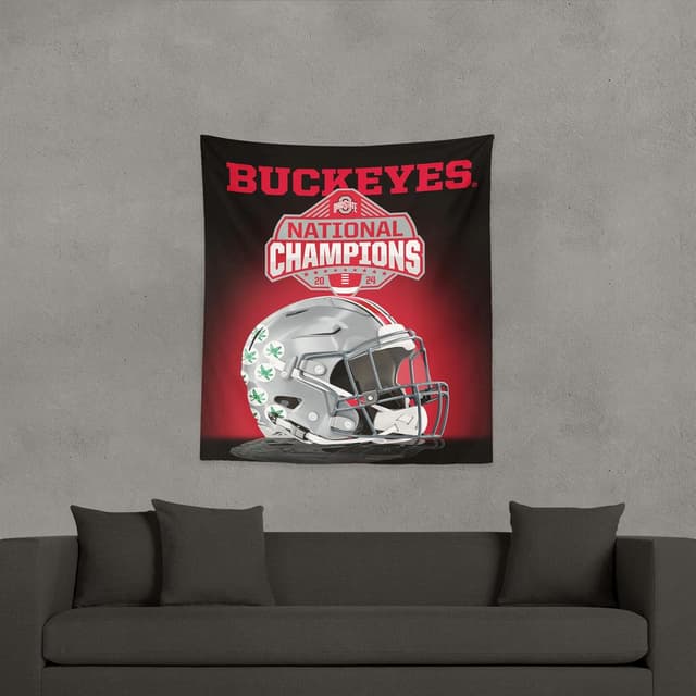 Detalle de Northwest 2024 NCAA College Football National Champions Ohio State Buckeyes Wall Hanging Tapestry (34 x 40 in)